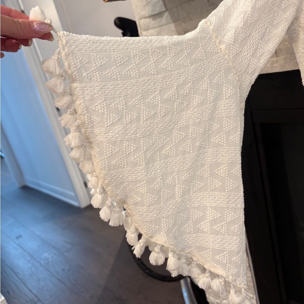 NWOT- White Boho embroidered Tassel Dress - Picture 4 of 5